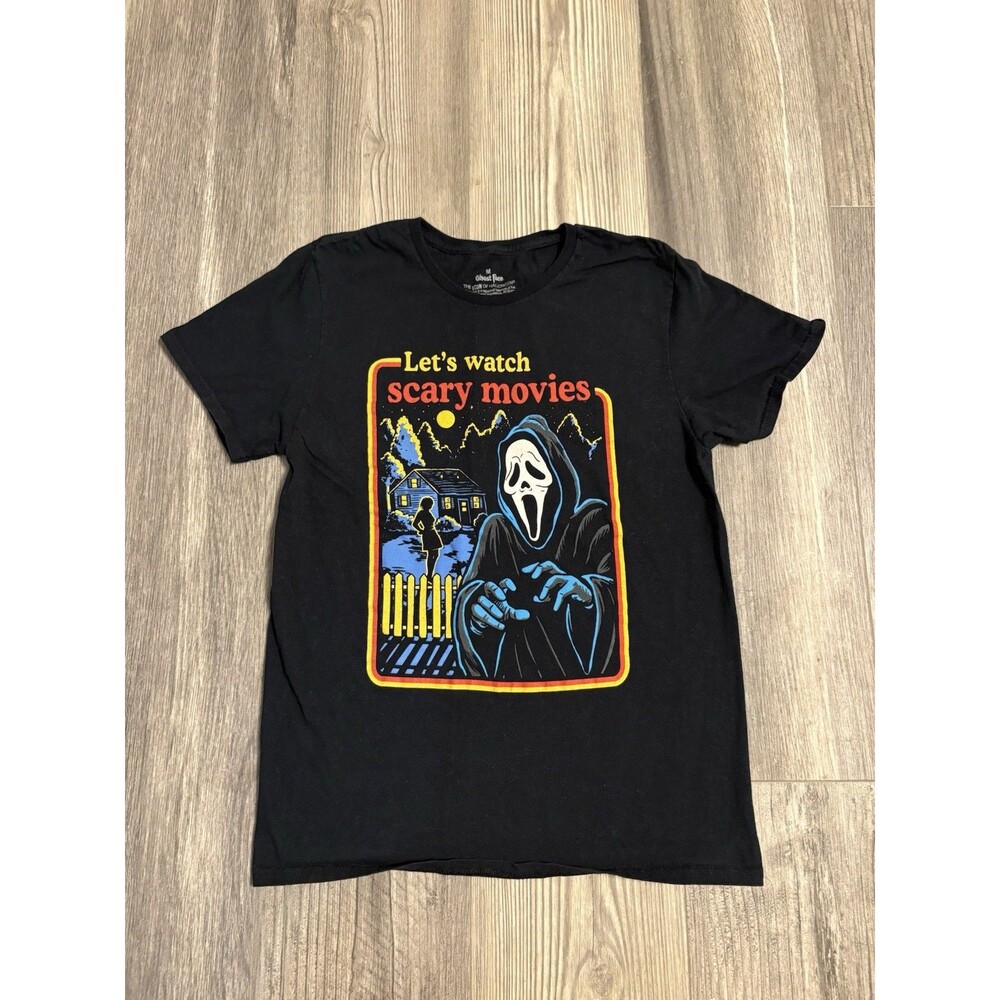 Scream Ghost Face Men's T Shirt Let's Watch Scary Movies Horror Size Medium